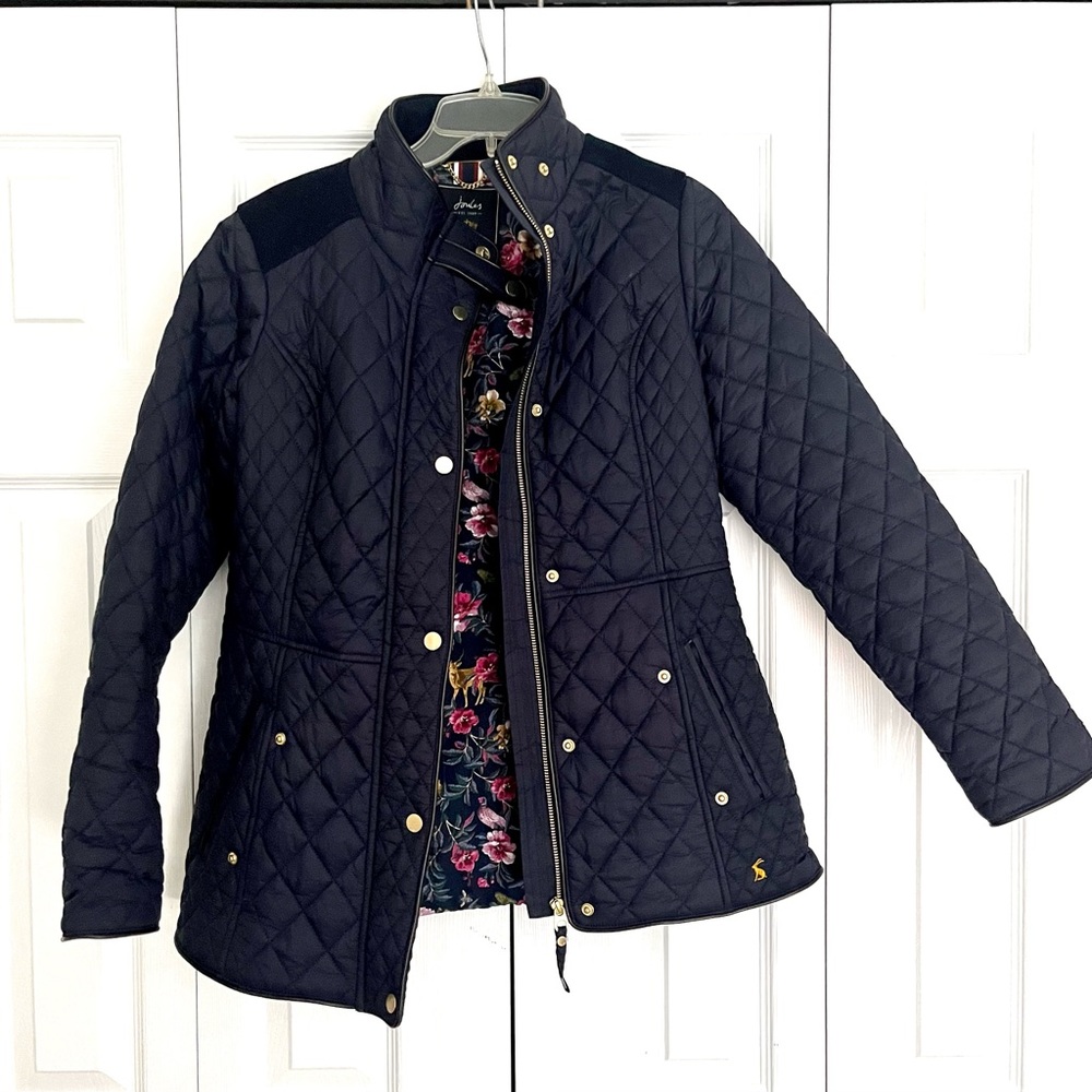 EUC Joules Newdale Quilted Coat US 6 Marine Navy